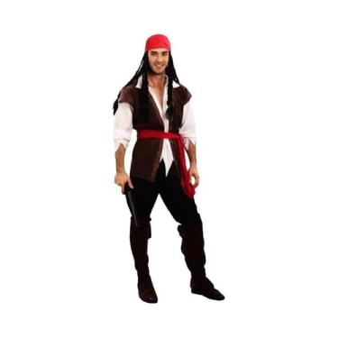 Imagem de Fantasia De Pirata Adulto Conjunto Capitão Jack Sparrow Roupas De Cosp