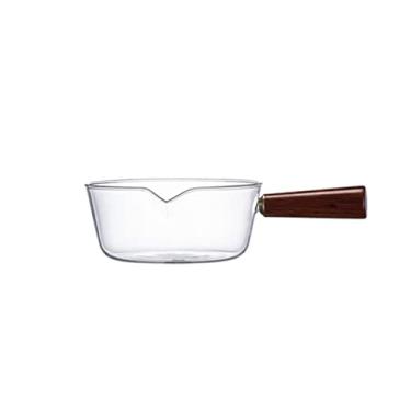 Imagem de Conjuntos de panelas panela de leite de vidro com cabo de madeira panela de borossilicato panela resistente ao calor panelas de cozinha (cor: como mostra, tamanho: 400ml)