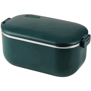 Imagem de Lancheira elétrica - Toursion Comida portátil para carro/caminhão e trabalho, aquecedor de alimentos portátil de aço inoxidável removível 1,0L, colher e 2 compartimentos incluídos (cor: laranja