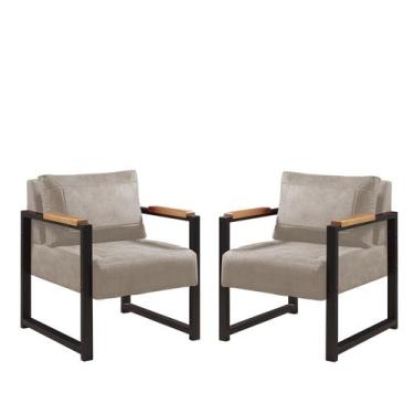 Imagem de Conj. 02 Poltrona Decorativa Ferro Estilo Industrial Ipanema - Gonçalv
