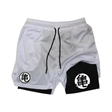 Imagem de Shorts De Treino Masculinos 2 Em 1 De Secagem Rápida Para Academia E C