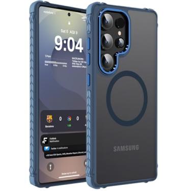 Imagem de DEERLAMN Capa magnética forte para Samsung Galaxy S25 Ultra de 6,9 polegadas, [compatível com Magsafe] [Proteção contra quedas de grau militar] Capa protetora para celular fosca translúcida à prova de