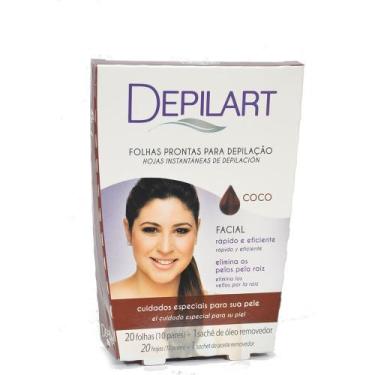 Imagem de Folhas Prontas Facial Depilart Coco Com 20un