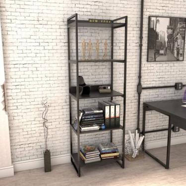 Imagem de Estante Multiuso 5 Prateleiras 187cmx60cm Industrial Kuadra Compace Preto Onix
