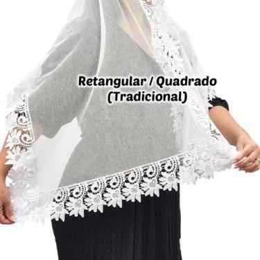 Imagem de Véu Ccb Congregação Cristã Renda Guipir Floral Larga Adulto (Priscila)