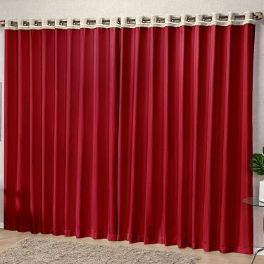 Imagem de Cortina La Bela 3 Metros Micropercal Sala Quarto Para Varão - Vermelha