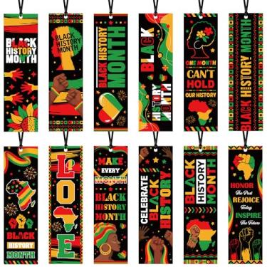 Imagem de Zaamwoyy 120 marcadores de livro do mês da história negra, marcadores inspiradores da história negra a granel com fita, marcadores de página orgulhosos afro-americanos para mulheres e homens, artigos