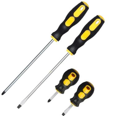 Imagem de Fixinus Conjunto de chaves de fenda longas de 20 cm com fenda e Phillips, ponta de 6 mm, cabo antiderrapante, conjunto de chaves de fenda magnéticas longas e curtas