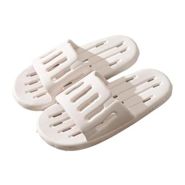 Imagem de Chinelos de banheiro unissex para secagem em casa chinelos de chuveiro com orifício oco antiderrapante de secagem rápida calçado confortável, Branco, 36