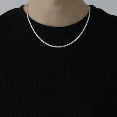 Imagem de Colar feminino banhado a prata, joia delicada para o dia a dia, peça em camadas, 18in, Metal, Sem Pedra Preciosa