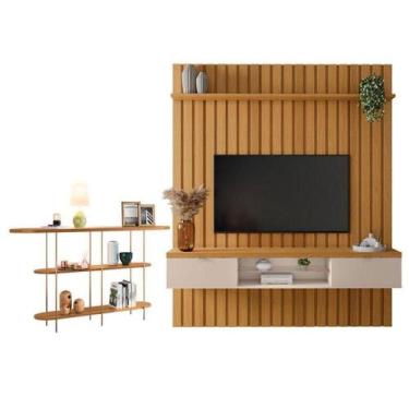 Imagem de Painel Ripado You Illusion 1.8 Com Aparador Infinity Cinamomo Off Whit