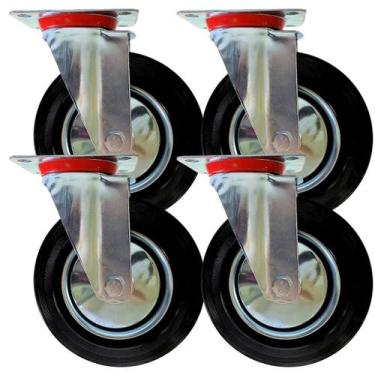 Imagem de 4 Rodízio Giratório de Borracha s/Trava 8Pol 160mm Beltools