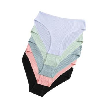 Imagem de Calcinhas De Algodão Listradas De Cintura Baixa Para Mulheres 5PCS Lin