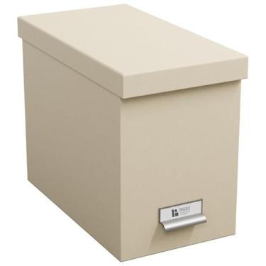 Imagem de Bigso John Caixa organizadora de arquivos pendurada de papelão para papéis de tamanho carta - Caixa de arquivo suspensa durável com tampa e suporte de etiqueta - coberta em laminado de papel - L 18 x