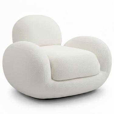 Imagem de Poltrona Decorativa Orgânica Para Sala Living Brugge P07 Prime Bouclê Cru - Lyam Decor