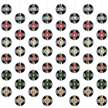 Imagem de 8 faixas de discos de rock, guirlandas de discos, streamer, papel de fundo de música dos anos 50 e 60, artigos de aniversário para pendurar