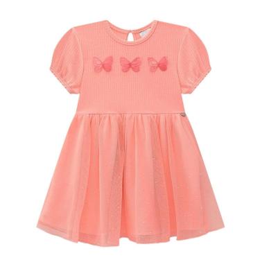 Imagem de Vestido Bebê Canelado Tule Laranja Neon Kukiê-Feminino
