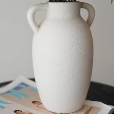 Imagem de Wild Works Bailey Vaso feito à mão com design de 2 orelhas, vaso de cerâmica de 24 cm de altura, retrô, estilo wabi-sabi, arranjo floral, sala de estar, suporte de flores de cerâmica, plantação
