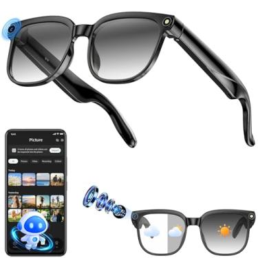 Imagem de Hwagol Óculos inteligentes AI com câmera, foto HD de 8 MP e gravação de vídeo anti-trepidação, óculos inteligentes com tradução em tempo real/reconhecimento de objetos/AI Voice Q&A, chamadas e música