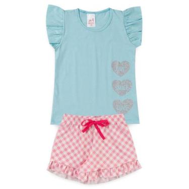 Imagem de Conjunto Infantil Menina Live Smile Love, Azul claro, 10