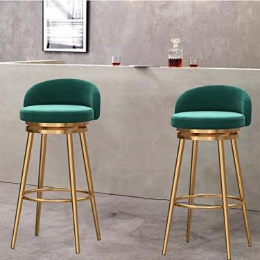 Imagem de KIDYBO Conjunto de 2 bancos de bar altos para cozinha, assento estofado de veludo, ergonomicamente projetado, banquetas de bar com altura de bar, cadeira de bar alta