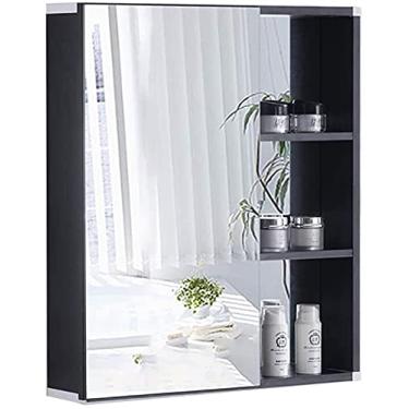 Imagem de Armário de remédios armário de parede de banheiro espaço montado na parede espelho de banheiro armário de banheiro armário de armazenamento oculto com porta de espelho suspensa (tamanho: 18,826,75 cm