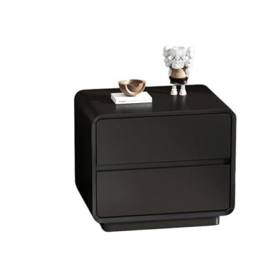 Imagem de Mesa de cabeceira dupla de laca preta moderna para casa, sala de estar, quarto, escritório, pequeno armário de armazenamento de madeira prático (pequeno)