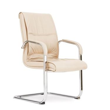 Imagem de KHUTRW3D Cadeira clássica de couro PU para escritório doméstico para recepção, escritório, reunião, sala de espera, escritório, casa, com descanso de braço, cadeira de trabalho (branca)