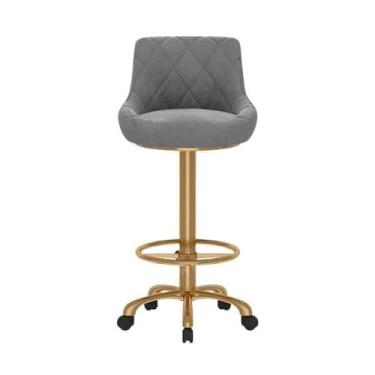 Imagem de Balcão de cozinha, polia universal, banco de bar giratório, mesa de ilha, cadeira de jantar, encosto doméstico sedentário, bancos altos (cinza)