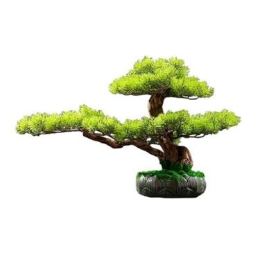 Imagem de Bonsai artificial chinês Feng Shui decoração plantas verdes falsas entrada hotel bonsai ornamentos desktop simulação árvore bonsai artificial árvore bonsai