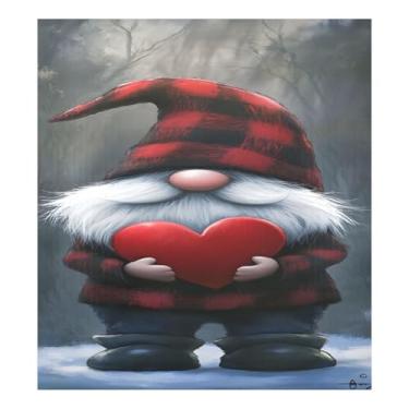 Imagem de Qilmy Capa de ímã de máquina de lavar louça de gnomo fofo dia dos namorados 58 x 66 cm capas decorativas de geladeira para porta frontal adesivo de folha magnética máquina de lavar louça painel