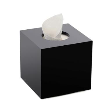 Imagem de Caixa de papel em rolo de acrílico simples para casa de banho de hotel organizador de capa quadrada para casa de banho (preto)