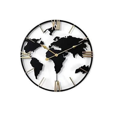 Imagem de KHUTRW3D Cozinha 60 cm criativo personalizado mapa decoração relógio de parede moderno high-end grande relógio silencioso decoração