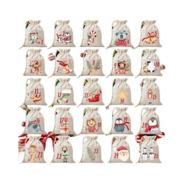 Imagem de Calendário Do Advento De Natal De Inverno Com 25 Sacolas De Presente T