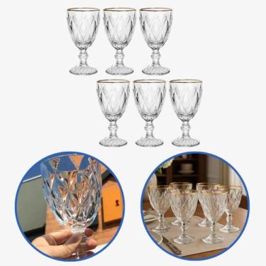 Imagem de Jogo De 6 Taças Borda Dourada 330ml Diamond Clear Class Home