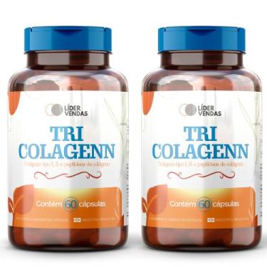 Imagem de Tri Colagenn 850mg - Colágeno Tipos 1, 2 e 3 em 60 Cápsulas - Suporte Completo para Pele, Articulações, Cabelos e Unhas - Alta Absorção e Pureza - Suplemento Alimentar de Tripla Ação - 2 potes