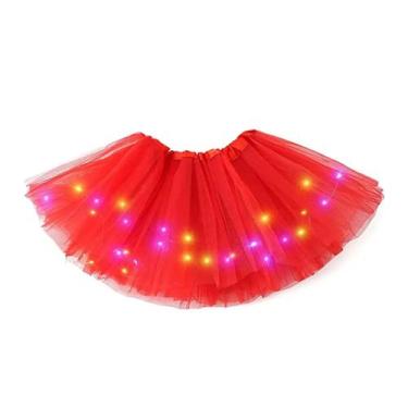 Imagem de Saia tule tutu led carnaval festa colorida fantasia - RPires, Vermelho