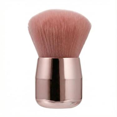 Imagem de Pincel de pó de cabeça de cogumelo com cerdas macias para blush, pó solto e aplicação de contorno, design leve rosa