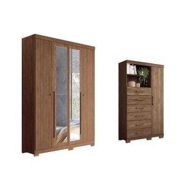 Imagem de Quarto Completo Modu +Cômoda QC312 Jatobá - Santos Andirá