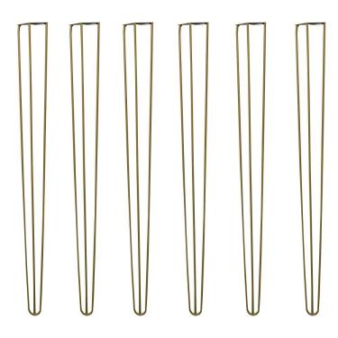 Imagem de Kit 6 Pés de Metal 90 CM Hairpin Legs Aparador e Mesa de Canto Dourado