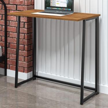 Imagem de Mesa Para Escritório Slim Asy Dobrável Preto E Canela