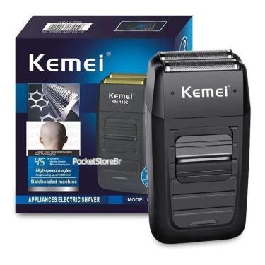 Imagem de Barbeador Km-1102 Shaver Elétrico Sem Fio Kemei 2 Lâminas