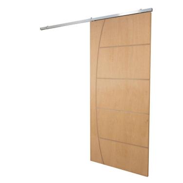 Imagem de Porta De Correr P- Verniz Frisada Kit Alumínio F04 - 210x60