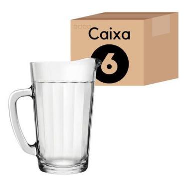 Imagem de kit 6 Jarra De Suco Vidro Estilo Copo Americano 750ml C/alça Nadir - N