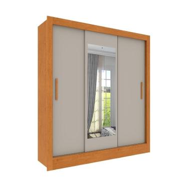 Imagem de Roupeiro Valência Com Espelho 3 Portas De Correr Tcil Cinamomo-off