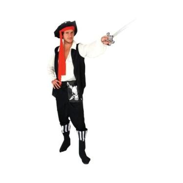Imagem de Fantasia De Pirata Adulto Capitão Jack Para Halloween, Festa Temática 