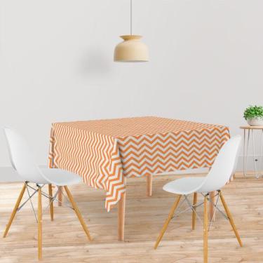Imagem de Toalha De Mesa Quadrada Tecido Oxford Chevron Laranja TL160 - 140x140c