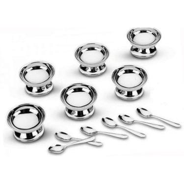 Imagem de Conjunto Para Sobremesas Com Pedestal Em Inox 12 Peças