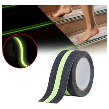 Imagem de Fita Antiderrapante C/ Faixa Neon Fotoluminescente Fita Lixa de escada