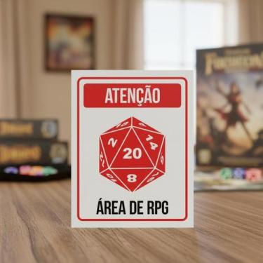 Imagem de Placa Acm Decorativa Dado D20 Atenção Área De Rpg 18X23 - Sinalizo